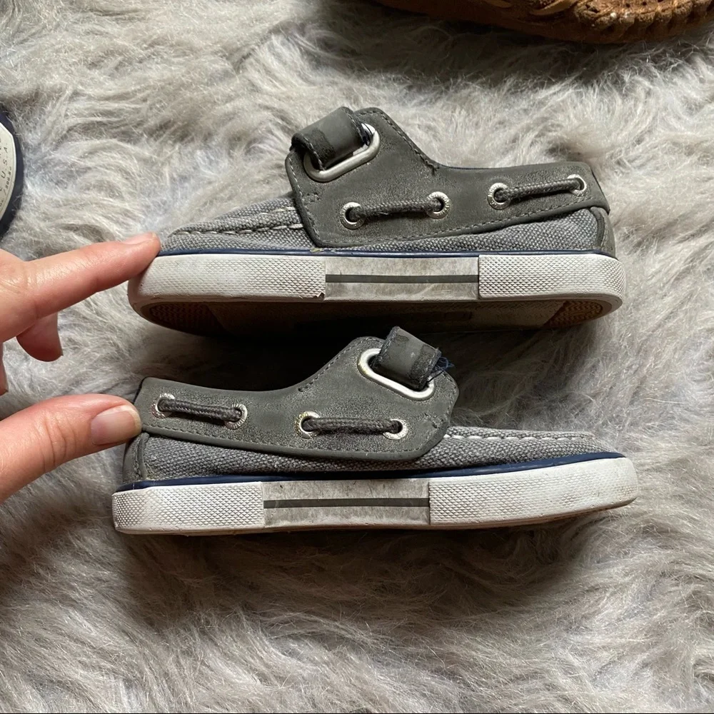Nautica Toddler Boat Shoes Gray Blue Hook Loop Size 9 + Moccasins Lot